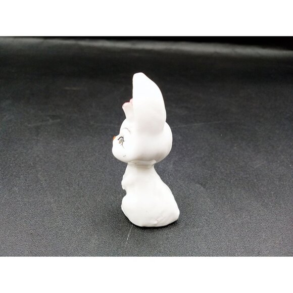 Ceramic Bunny Figurine With Pink Flower Accent Vintage 2 In Glossy Hand Painted - Picture 7 of 16